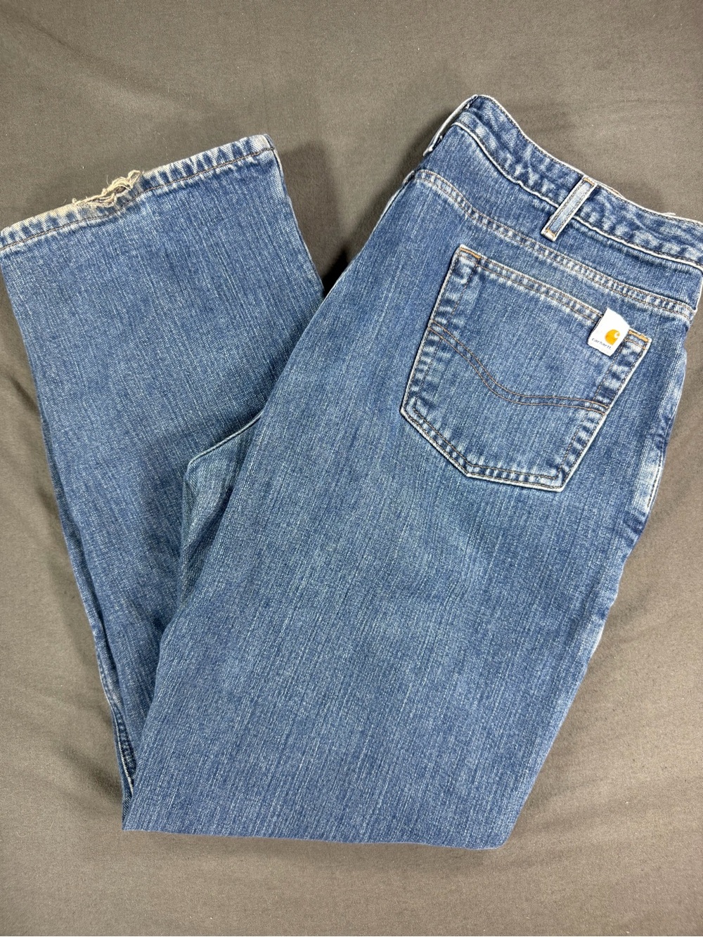 Carhartt Women's WB022 ADT Relaxed Fit Plaid Lined Denim Jeans Size 14 x 32